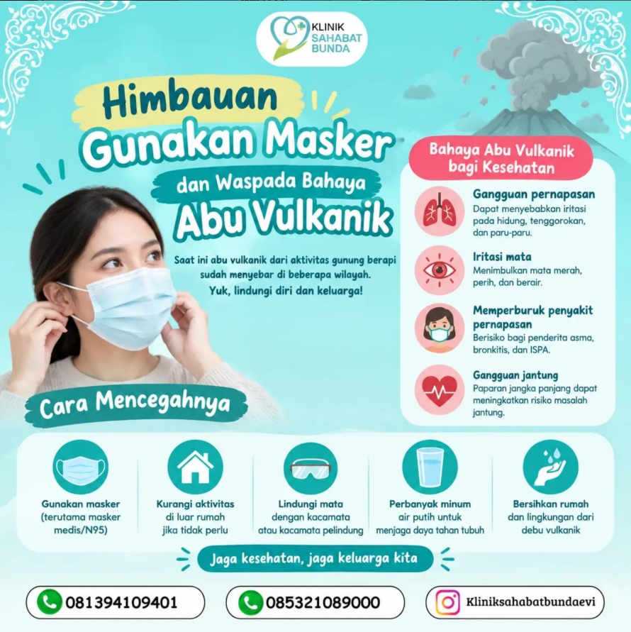 Himbauan Gunakan Masker dan Waspada Bahaya Abu Vulkanik