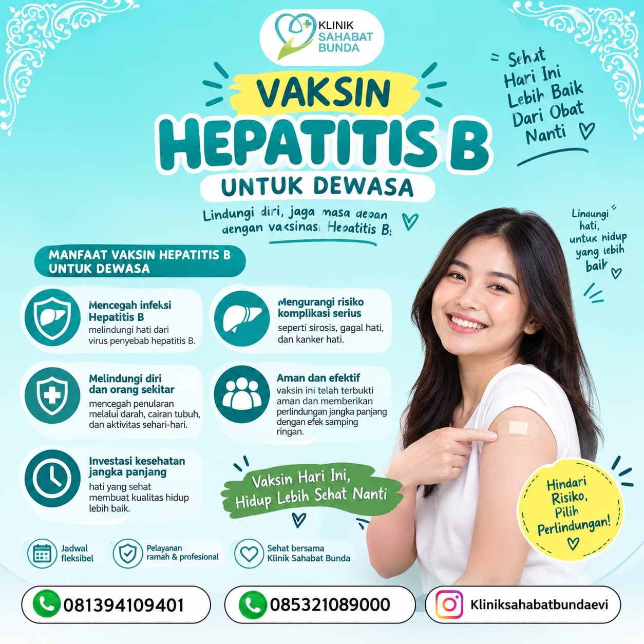 Mari lindungi kesehatan sejak dini! Jangan menunda untuk mencari informasi mengenai vaksinasi yang sesuai dengan kebutuhan Anda dan keluarga.